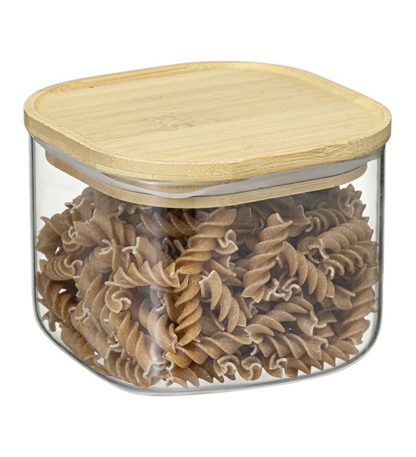 Банка для хранения квадратная glass bamboo,1 л
