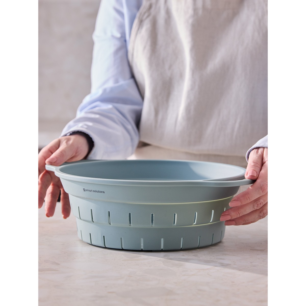 Дуршлаг складной силиконовый smart helper, D25,5 см, шалфей