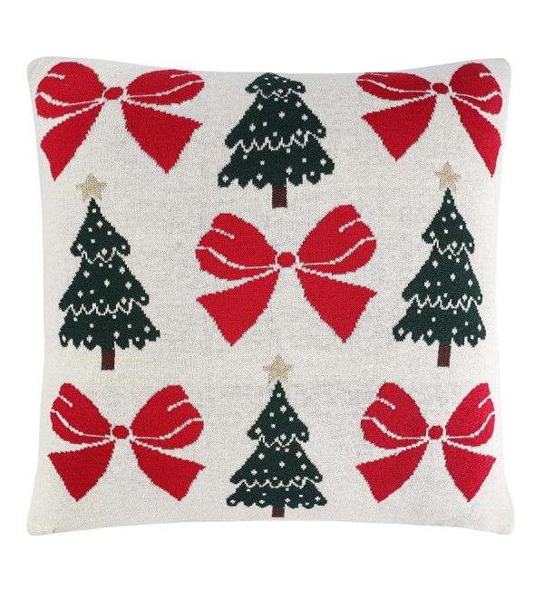 Подушка вязаная с новогодним рисунком christmas bows из коллекции new year essential, 45x45 см