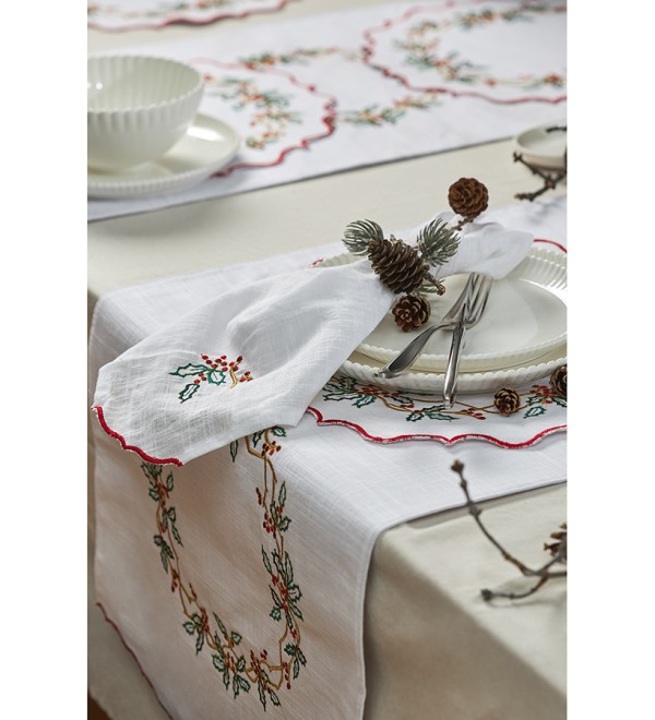 Дорожка на стол festive wreath из коллекции new year essential, 45х150 см