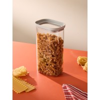 Банка для хранения прямоугольная vacuum glass, 1,5 л, светло-серая