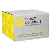 Набор из 4-х стеклянных мисок eco store с крышками из бамбука