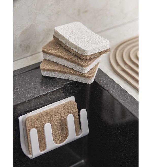 Набор губок для посуды из целлюлозы и кокосового волокна eco sponge, белые, 6 шт.