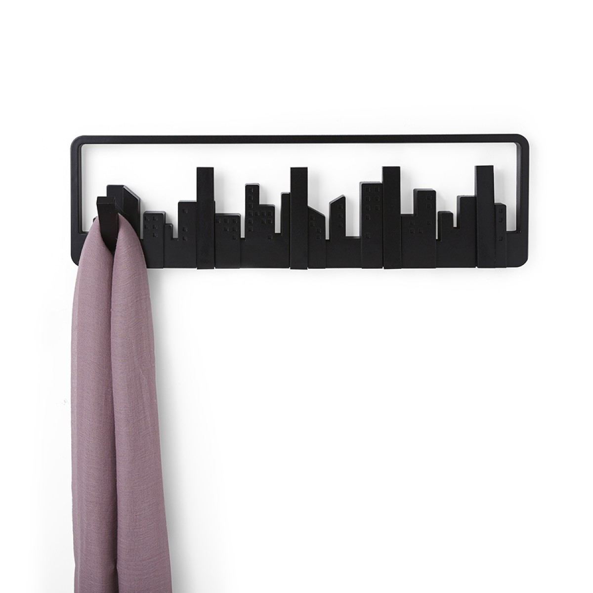 Вешалка настенная skyline, 50 см, черная, 5 крючков