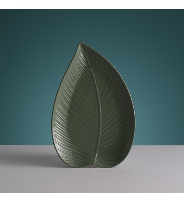 Блюдо сервировочное in the forest leaf, 20,5х31,5 см, серо-зеленое