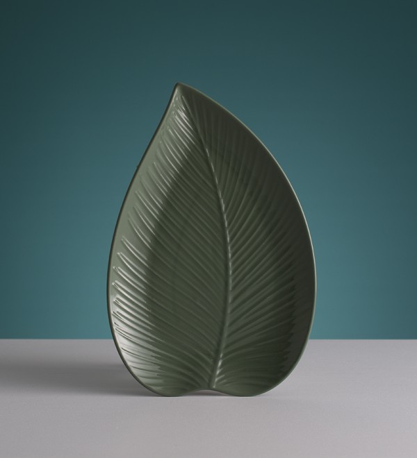 Блюдо сервировочное in the forest leaf, 20,5х31,5 см, серо-зеленое