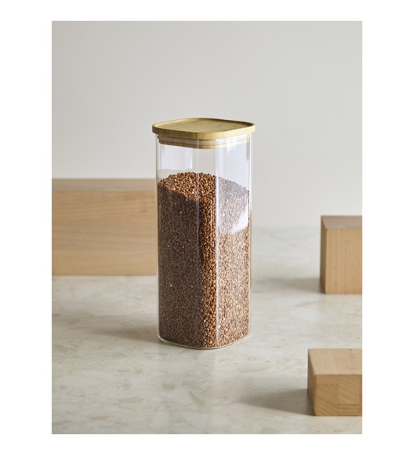 Банка для хранения квадратная glass bamboo, 1,9 л