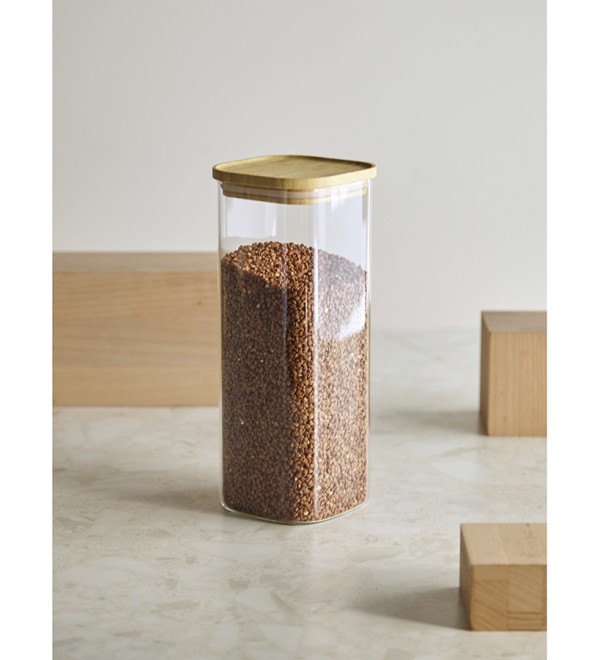 Банка для хранения квадратная glass bamboo, 1,9 л