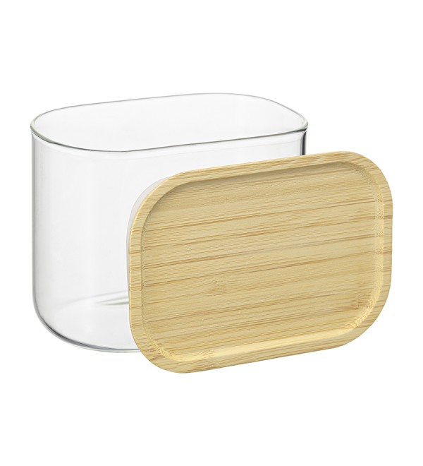 Банка для хранения прямоугольная glass bamboo, 600 мл