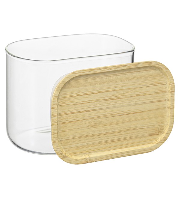 Банка для хранения прямоугольная glass bamboo, 600 мл