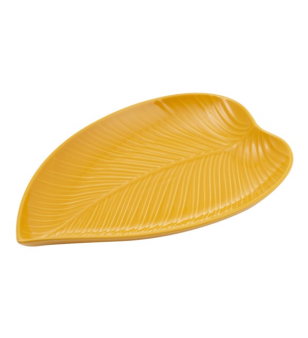 Блюдо сервировочное in the forest leaf, 23х35 см, желтое