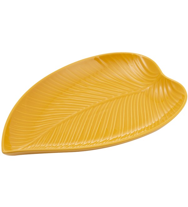 Блюдо сервировочное in the forest leaf, 23х35 см, желтое