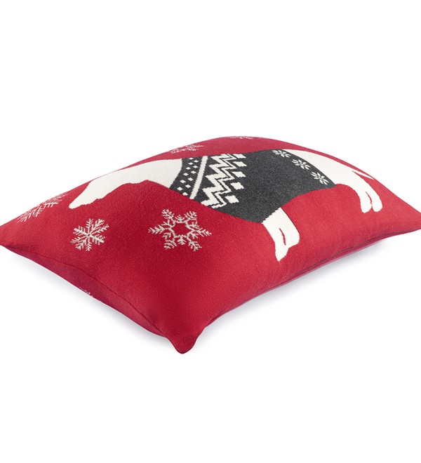Подушка вязаная с новогодним рисунком fancy doggy из коллекции new year essential, 40х60 см