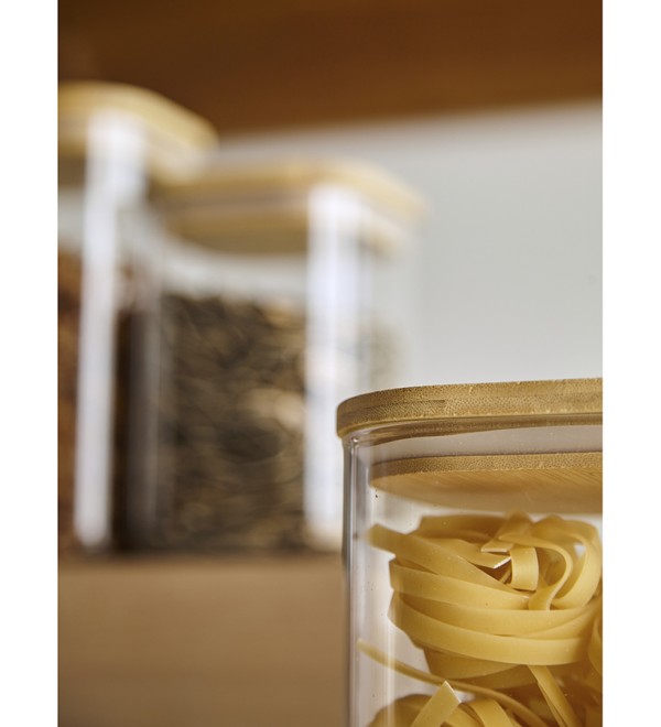 Банка для хранения квадратная glass bamboo, 1,5 л