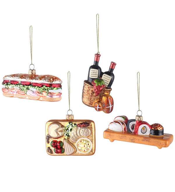 Набор ёлочных украшений christmas feast из коллекции new year essential, 4 шт.