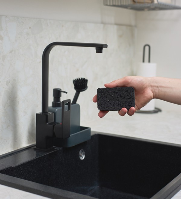 Набор губок для посуды из целлюлозы и кокосового волокна eco sponge, черные, 6 шт.