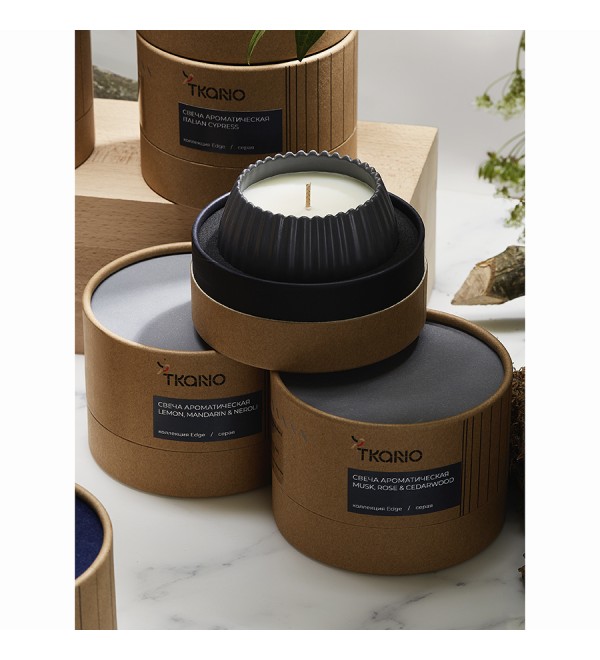 Свеча ароматическая cypress, jasmine & patchouli из коллекции edge, серый, 30 ч