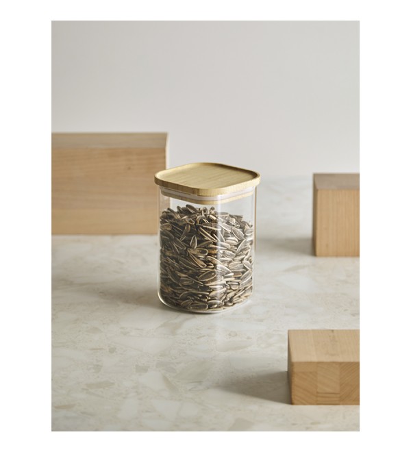 Банка для хранения квадратная glass bamboo, 1,1 л
