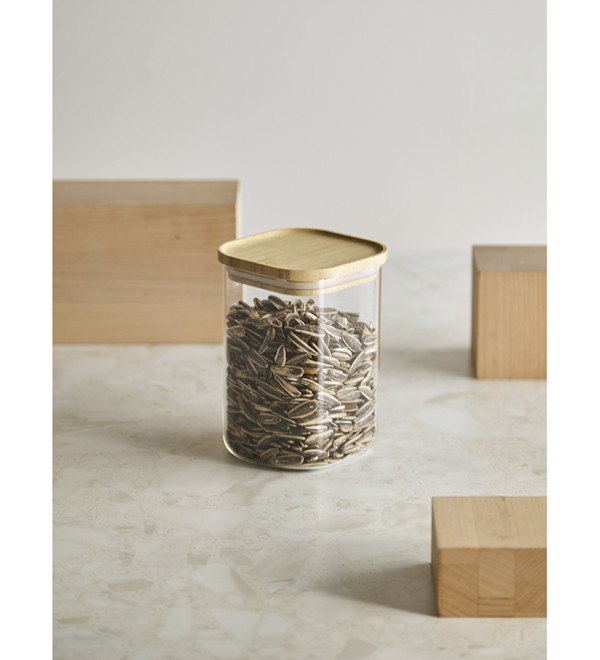 Банка для хранения квадратная glass bamboo, 1,1 л