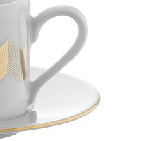 Набор чашек с блюдцами signature, chevron, 4 шт, 250 мл, золото