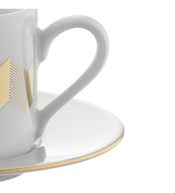 Набор чашек с блюдцами signature, chevron, 4 шт, 250 мл, золото