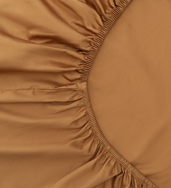 Простыня на резинке из сатина из коллекции meditation, caramel, 180х200х30 см