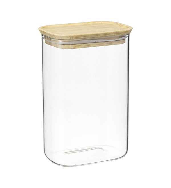 Банка для хранения прямоугольная glass bamboo, 1,3 л