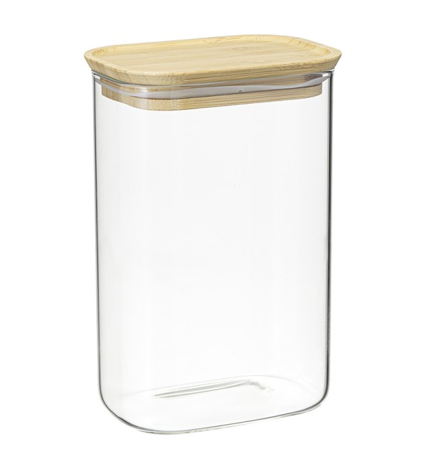 Банка для хранения прямоугольная glass bamboo, 1,3 л