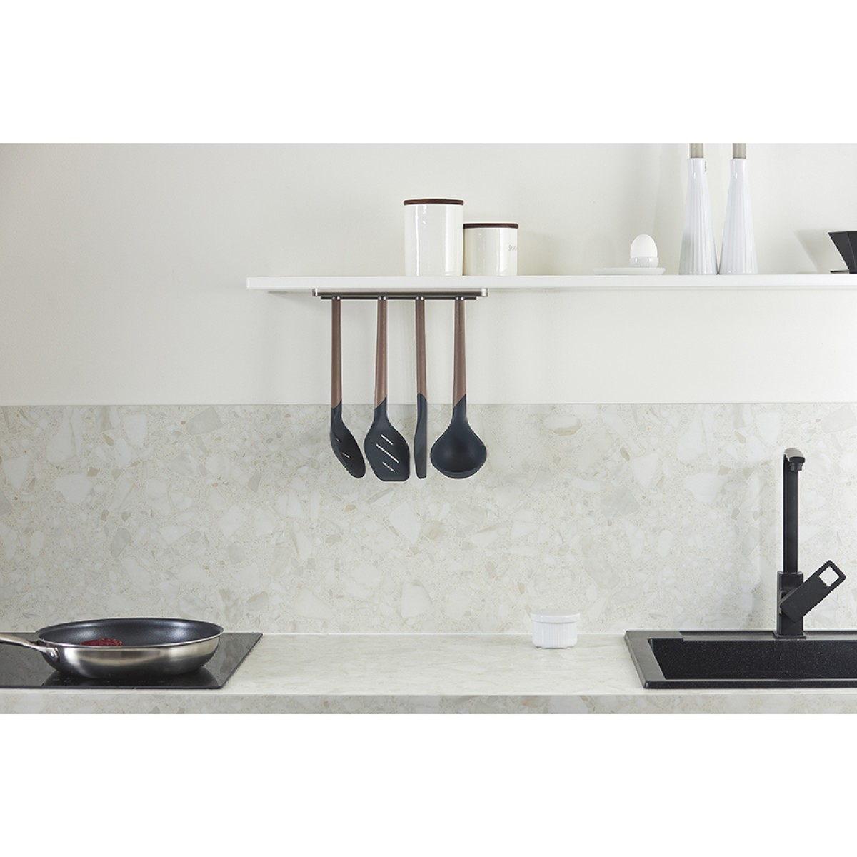Лопатка с прорезями smartchef, 32 см, капучино-графит