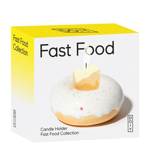 Подсвечник fast food, donut, D7 см, белый