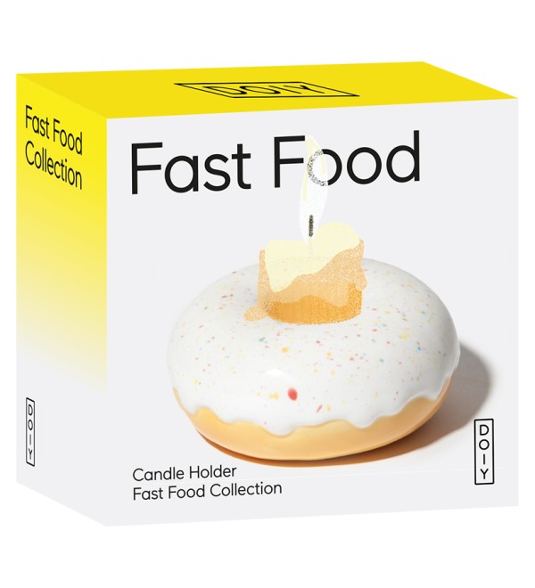 Подсвечник fast food, donut, D7 см, белый
