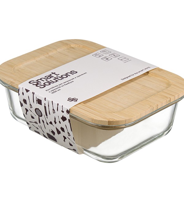 Контейнер для запекания и хранения eco store с крышкой из бамбука, 1050 мл