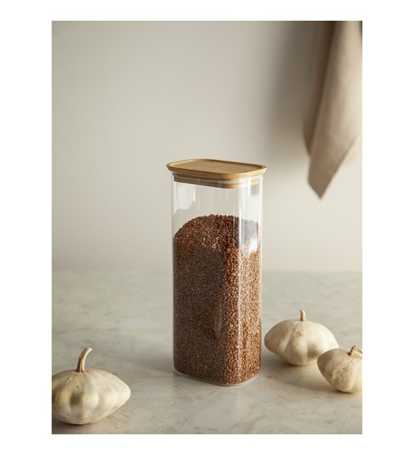 Банка для хранения прямоугольная glass bamboo, 2 л