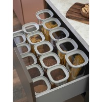 Банка для хранения квадратная vacuum glass, 2 л, светло-серая
