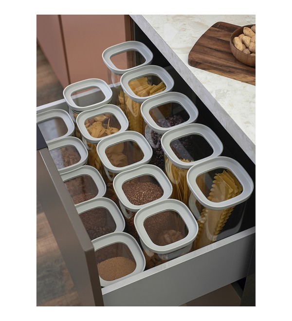 Банка для хранения квадратная vacuum glass, 2 л, светло-серая