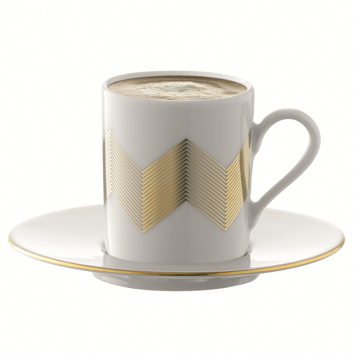 Набор чашек с блюдцами signature, chevron, 100 мл, золото, 4 шт.