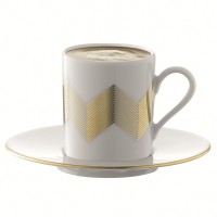 Набор чашек с блюдцами signature, chevron, 100 мл, золото, 4 шт.