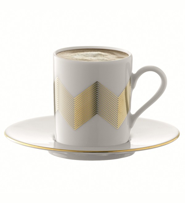 Набор чашек с блюдцами signature, chevron, 100 мл, золото, 4 шт.