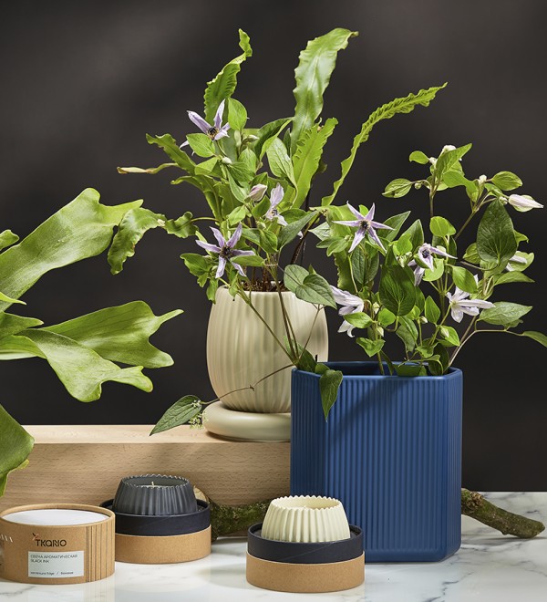 Свеча ароматическая nutmeg, leather & vanilla из коллекции edge, серый, 30 ч