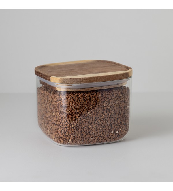 Банка для хранения квадратная glass acacia,1 л