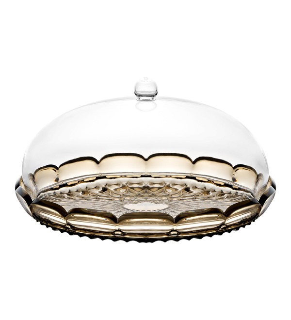 Блюдо сервировочное с крышкой vanity, D30 см, коричневое