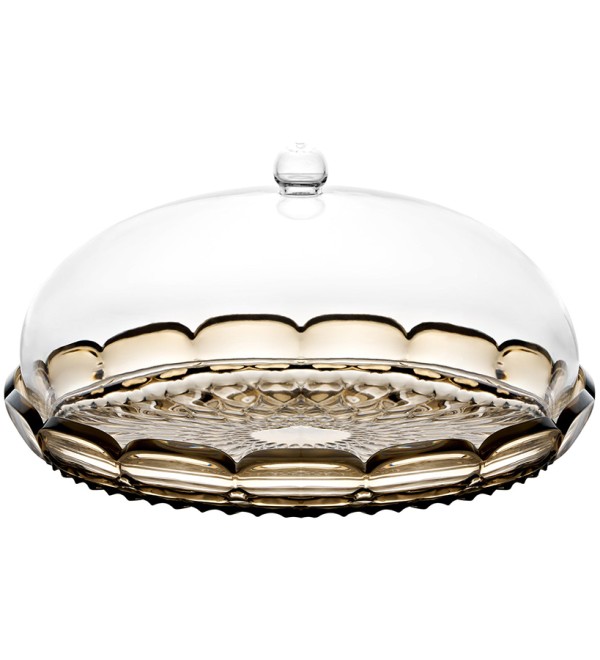 Блюдо сервировочное с крышкой vanity, D30 см, коричневое