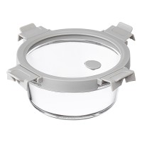 Контейнер для запекания и хранения круглый click glass, 650 мл, светло-серый