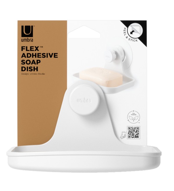 Мыльница для душа настенная flex adhesive, белая
