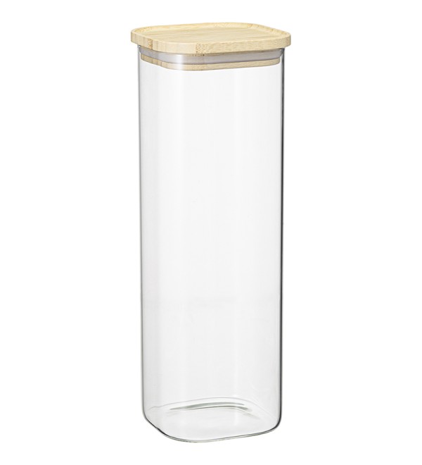 Банка для хранения квадратная glass bamboo, 2,2 л