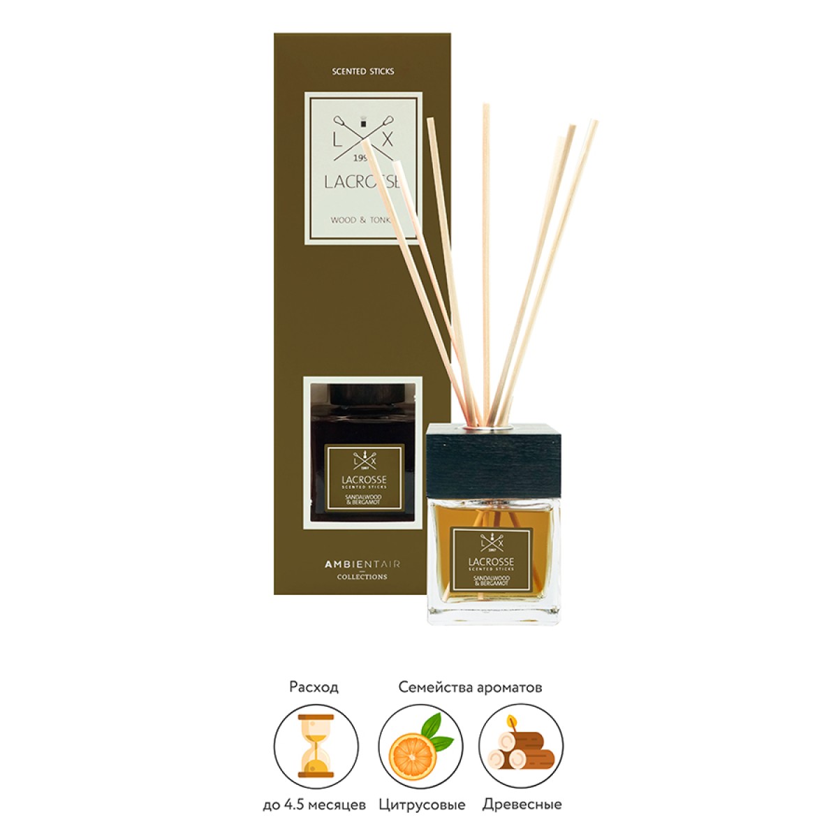 Диффузор ароматический lacrosse, sandalwood&bergamot, 200 мл