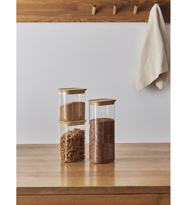 Банка для хранения прямоугольная glass bamboo, 1,3 л