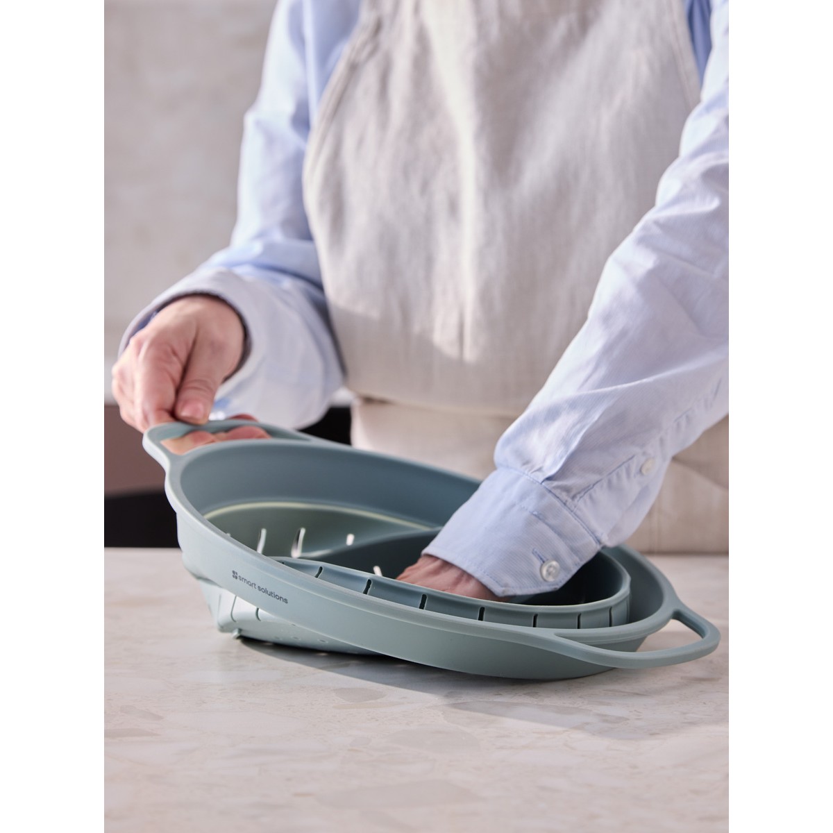 Дуршлаг складной силиконовый smart helper, D25,5 см, шалфей