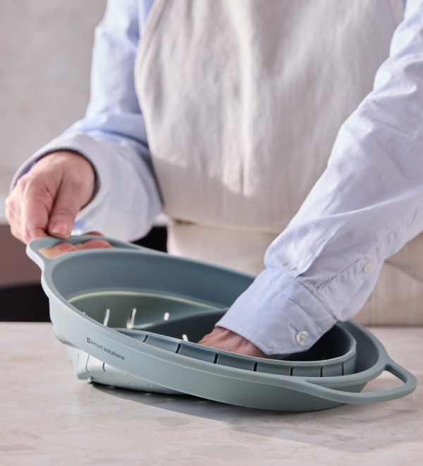 Дуршлаг складной силиконовый smart helper, D25,5 см, шалфей