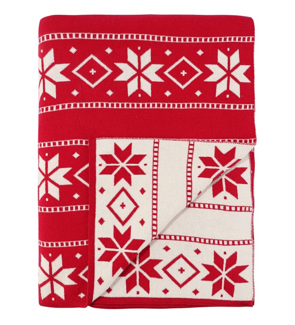 Плед из хлопка с новогодним рисунком frostwork из коллекции new year essential, 130x180 см